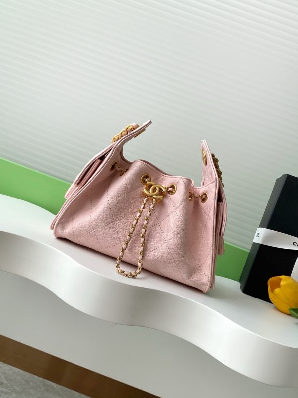 Retro gold coin button drawstring bucket bag - Image 2