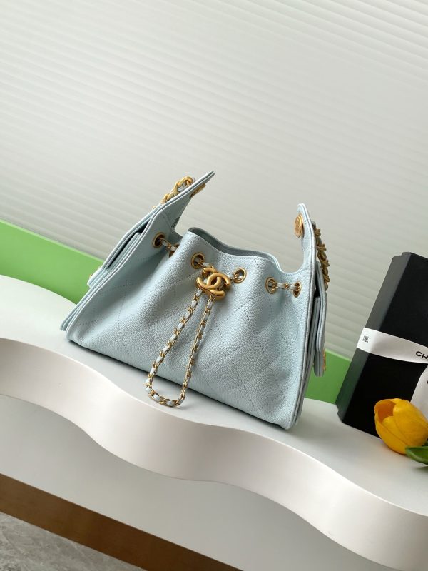 Retro gold coin button drawstring bucket bag - Image 3